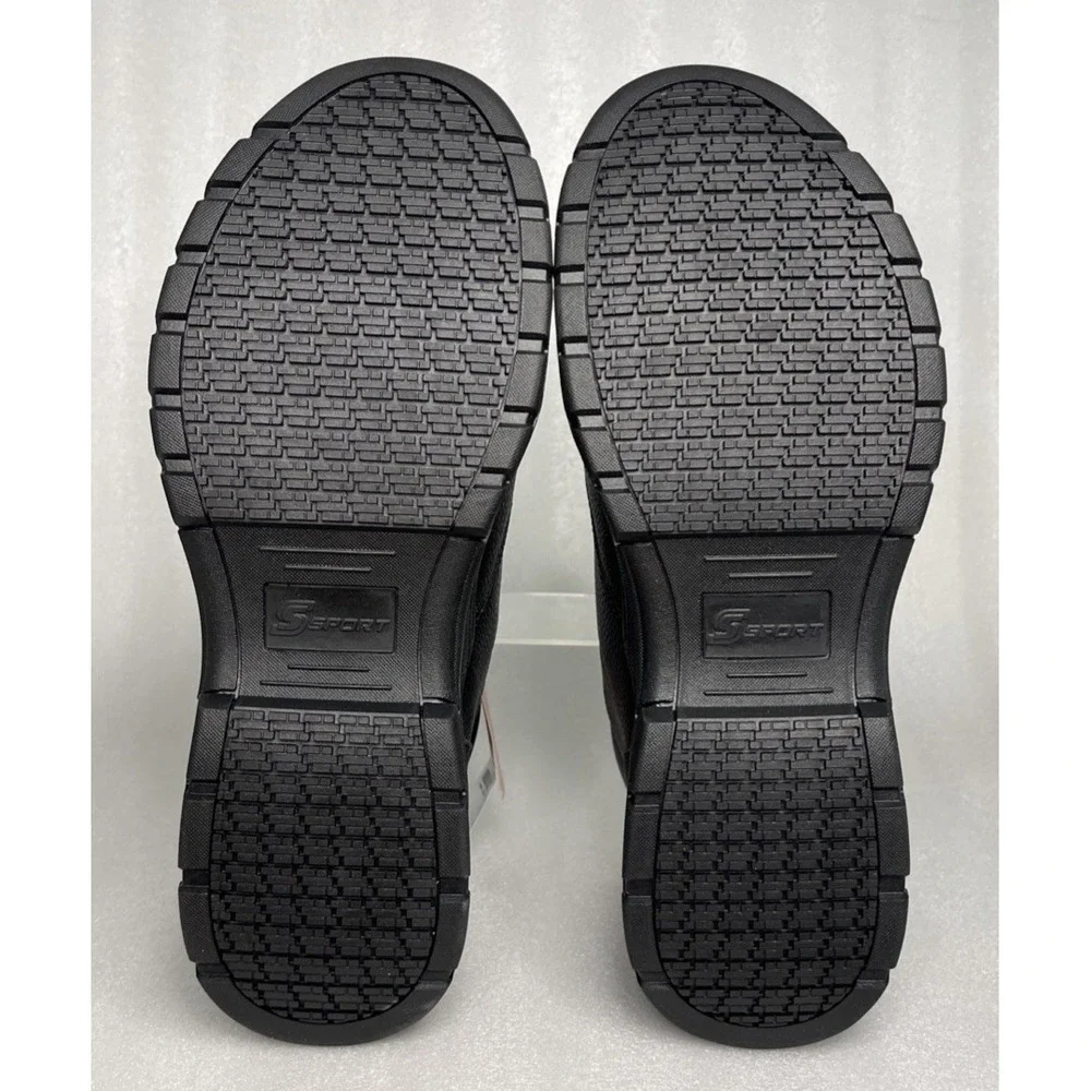 S‎ Sport By Skechers Elton Black Steel Toe Leather Work Boots Men's Size 13 NEW